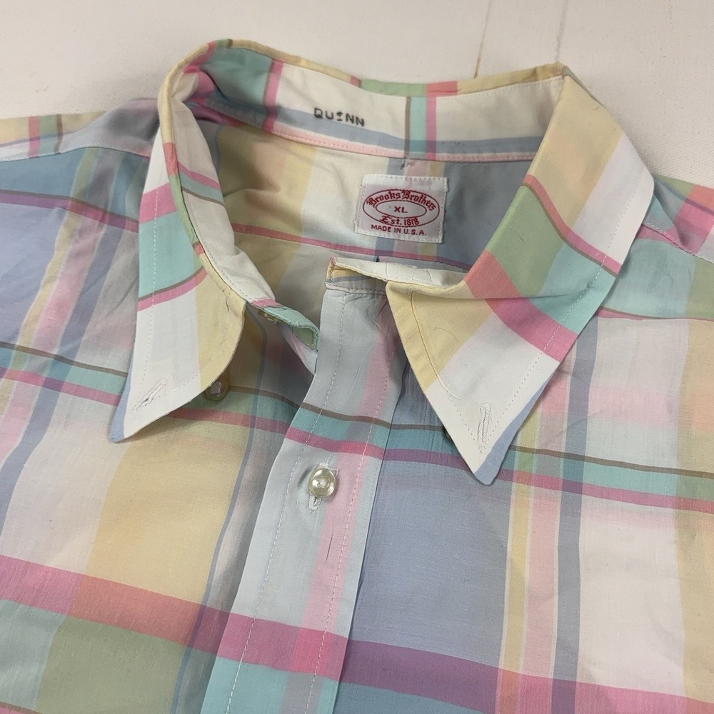 Vintage Brooks Brothers Shirt Mens XL Plaid Long Sleeve Button Up Made In USA